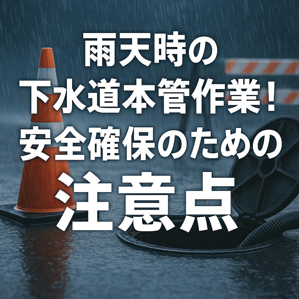 雨天時の下水道本管作業！安全確保のための注意点