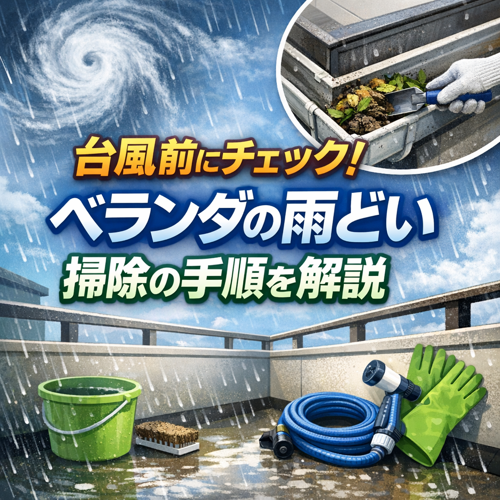 台風前にチェック！ベランダの雨どい掃除の手順を解説