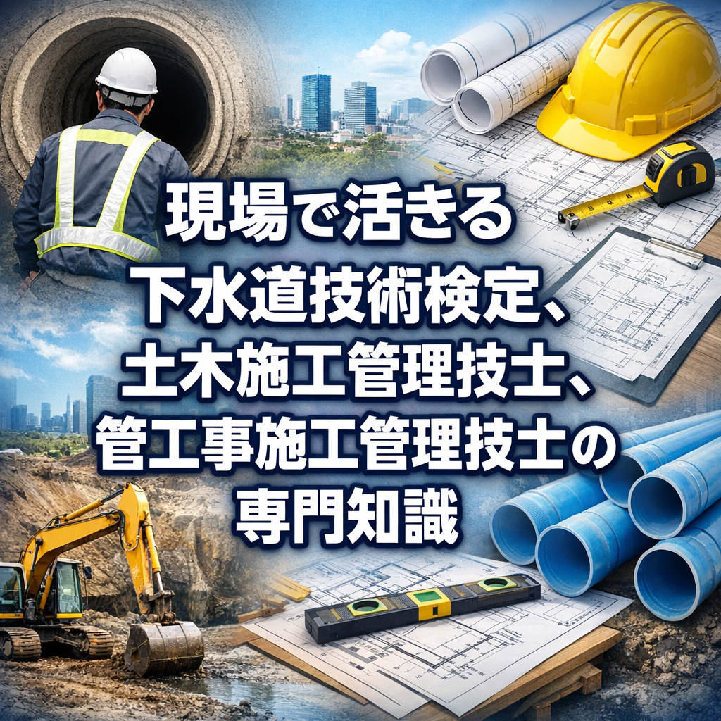 現場で活きる下水道技術検定、土木施工管理技士、管工事施工管理技士の専門知識