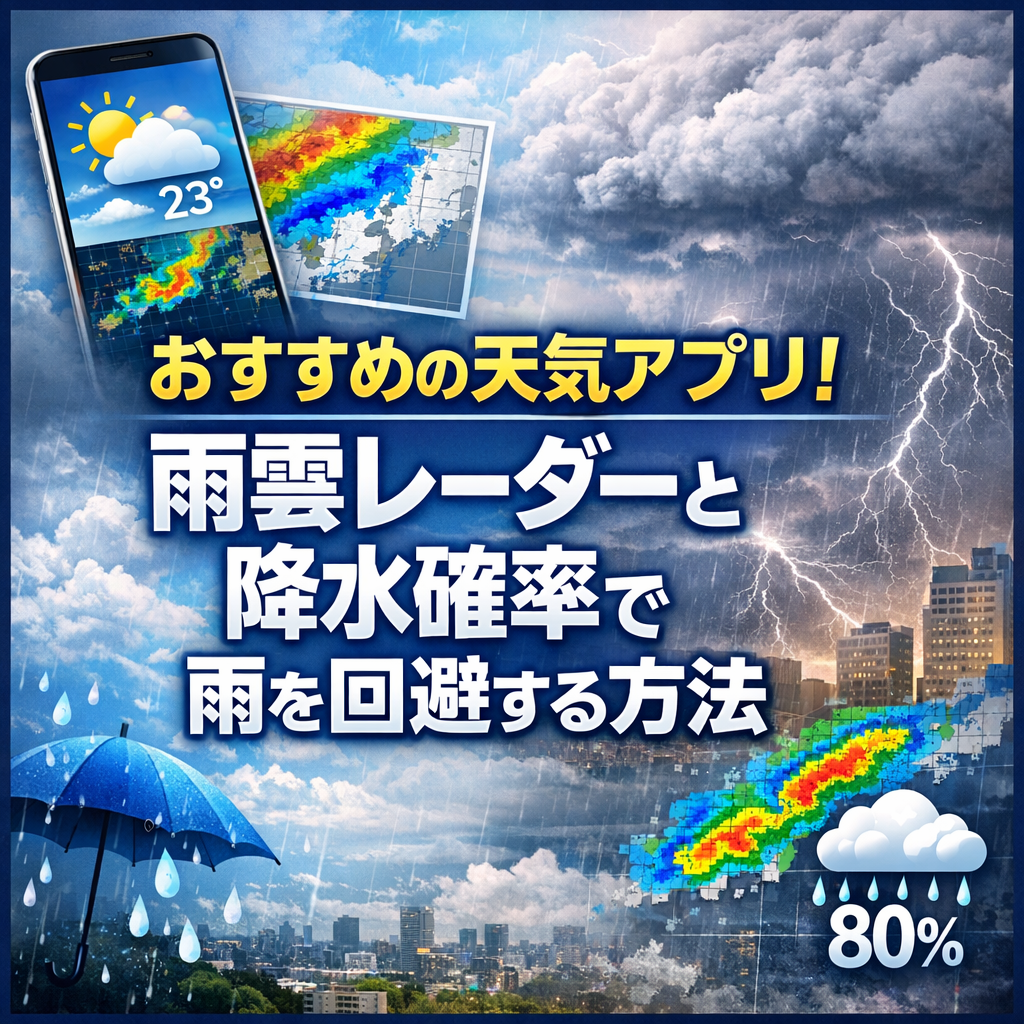 おすすめの天気アプリ！雨雲レーダーと降水確率で雨を回避する方法