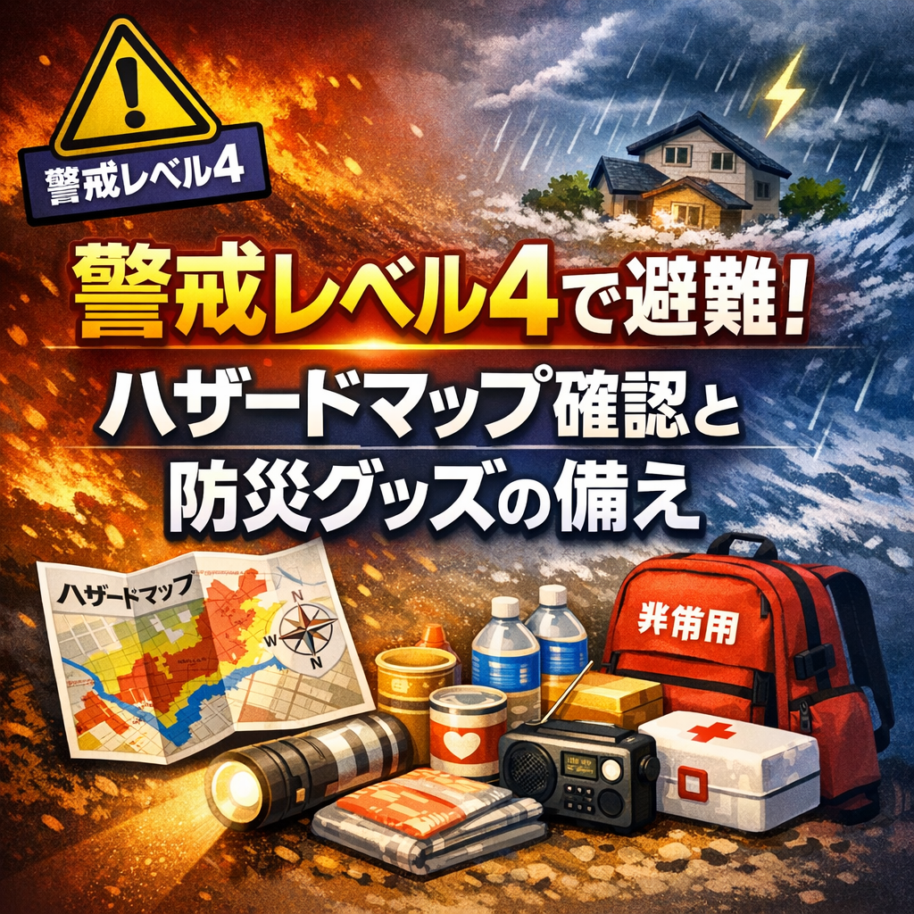 警戒レベル4で避難！ハザードマップ確認と防災グッズの備え