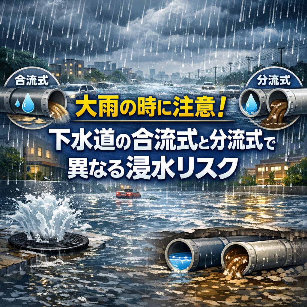 大雨の時に注意！下水道の合流式と分流式で異なる浸水リスク