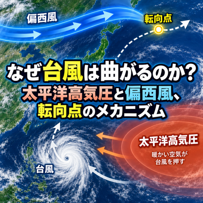 なぜ台風は曲がるのか？太平洋高気圧と偏西風、転向点のメカニズム